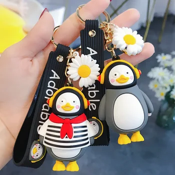 Animacinių Filmų Lašas Klijų Pingvinas Keychain Mergaitė Cute Girl Širdies Lėlės Automobilių Key Chain Paketo Pakabukas Didmeninė Paketų Prižiūrėtojų Raktinę