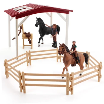 Arklių Pav Nustatyti Modeliavimo Ūkyje Scena Arklių Mesti Modelis Žaislai Vaikams, Žirgų Playset Vyrų Skulptūros Modelį Dovana Vaikams