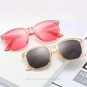 Atsitiktinis juodas kvadratas akiniai nuo saulės atspalvių Moterų PC rėmo UV 400 vairavimo vyriški akiniai Vintage mados rausvos spalvos, saulės akiniai, akiniai