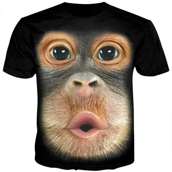 Berniukai kiaulienos pilvo viršuje vyrų 3d trumparankoviai marškinėliai krūtinės plaukai atspausdinti monkey face juokingi marškinėliai vasaros 2021