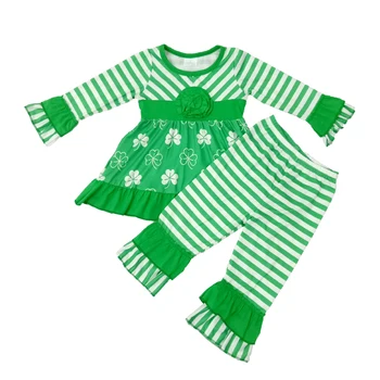 Boutique mergina 2020 naujausią aprangą ilgomis rankovėmis 2 vnt nustatyti ankstyvos vaikystės mergina drabužius mergina St. Patrick ' s Day komplektus su juostelėmis