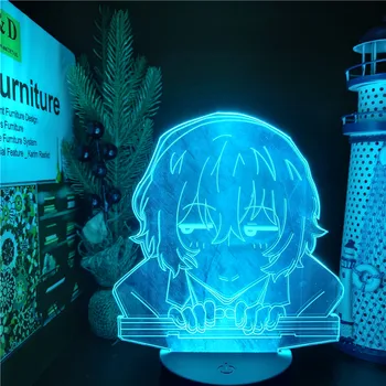 BUNGO BENAMIŲ ŠUNŲ DAZAI Anime Žibintas 3D Led pagrindiniai kištukiniai naktinių lempų lizdai Spalva Keičiasi Lampara, Miegamojo Apdaila