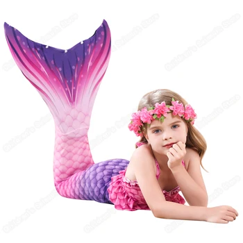 Cosfans Mergaičių Vasaros Undinėlės Uodega maudymosi kostiumėlį Vaikų Cosplay Kostiumu Komiksų Paroda Princesė Suknelė Undinė Bikini 3PCS