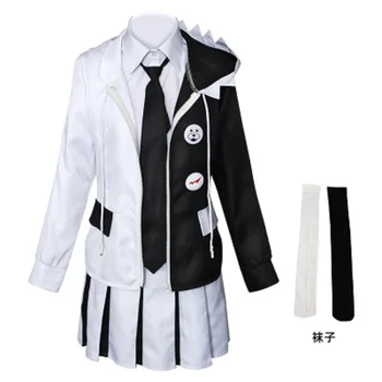 Cosplay Aukštos Kokybės Anime Danganronpa V3: Žuvo Harmonijos Monokuma Unisex Cosplay Kostiumai, paltai+marškinėliai+kaklaraištis+sijonas(arba kelnės)+kojinės