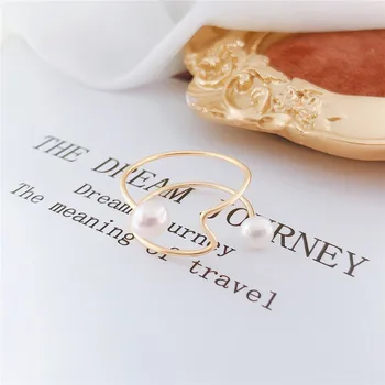 DAIMI Paprastas Ir Universalus 14k Auksu Gėlavandenių Perlų Žiedas Moterų korėjos Stiliaus Asmenybę, Mados Žiedas Papuošalai