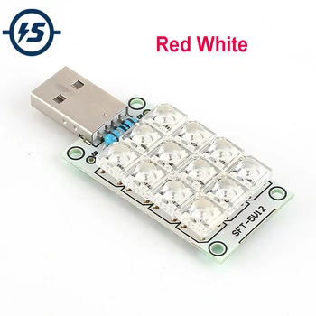 DC 5V USB Lempos 12-LED Super Bright White / Red Piranha LED Valdybos, Energijos taupymo Naktį turgaus Prekystalio Apšvietimo Mobiliojo Powe Lempos