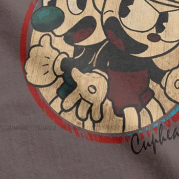 Derliaus Cuphead Senų Animacinių Filmų T-Shirt Vyrai Medvilnės T Shirts Žaidimas Mugman Taurės Pelės Animacija Žaidėjus Trumpas Rankovės Marškinėliai, Dovanų Idėjos