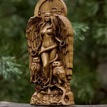 Derva Mystic Deivės Statula Gaia/Hecate/Lilit Deivė Graikų Elementų, Skulptūrų Sode Apdaila