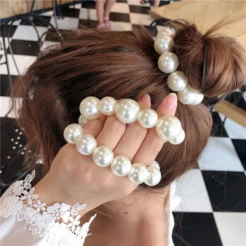 Didelis Perlas Plaukų Ryšius Mados Korėjos Stiliaus Scrunchies Plaukai Surišti Į Uodegą Turėtojai Hairband Merginos Plaukų Gumelės Grupė Moterų Plaukų Aksesuarai
