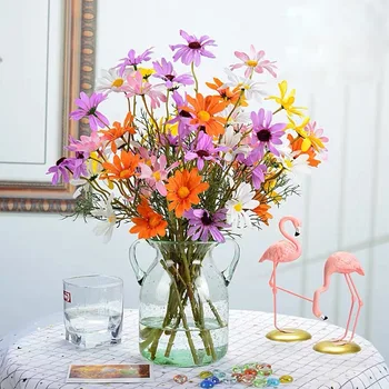 Dirbtinės Gėlės 5 Vadovai (Filialas Šilko Dekoratyvinis Stamen Mažas Daisy Vestuvių Dekoravimas Namų Dekoro Netikrą Gėlės 50cm