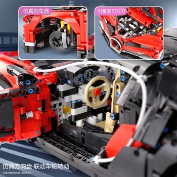Ekspertų Kūrėjas High-tech Serijos Miestas Lin 008 Bugattied RSR Super lenktyninis Automobilis, VISUREIGIS Pastato Blokus, Plytas Ss Modelis Modulinės Žaislas