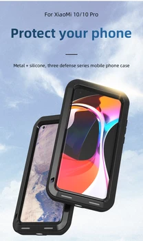 Galingas 360 Sunkiųjų Telefoną Atveju Xiaomi Mi 10 Pro Mi10 Pro Šoko Purvo Įrodymas, Atsparus Vandeniui, Metalo Šarvai Padengti Telefono dėklas