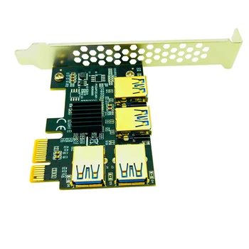 H1111Z PCI-E PCIE Riser Card 1 iki 4 USB3.0 Adapterio plokštę Daugiklis HUB 