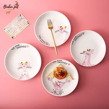 Instagram Pink Panther Animacinių Filmų Kūrybos Sexy Indų 8 Colių Buitinės Keramikos Plokštės Rinkinys