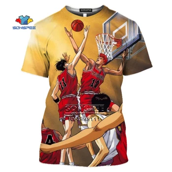 Japonija Karšto Anime SLAM DUNK Krepšinio Komanda Sakuragi 3D Print T Shirt Vyrai Moterys Vasaros marškinėliai Atsitiktinis Marškinėliai, Negabaritinių