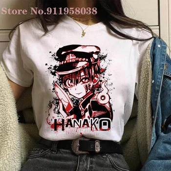 Japonų Anime Jibaku Shounen Hanako Kun Atspausdinta marškinėliai Mados o-kaklo trumparankoviai Harajuku atsitiktinis viršų moteris/vyras Marškinėliai