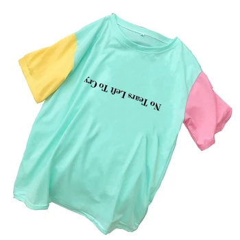 Jokių Ašarų Kairėje Verkti, Ariana Grande spausdinti marškinėlius Moterų mados Spalvos Bloką Kratinys t-shirt vasaros Tumblr t marškinėliai topai Tee