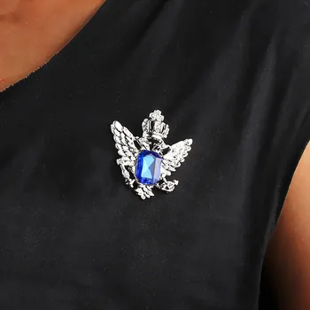 Juodas) Blue (Mėlynas Akmuo Broche Femme Bijoux Kristalų Papuošalai, Karūna Sparnus Sagės & Kaiščiai Moterų, Vyrų, Aukso Metalo Smeigtukai