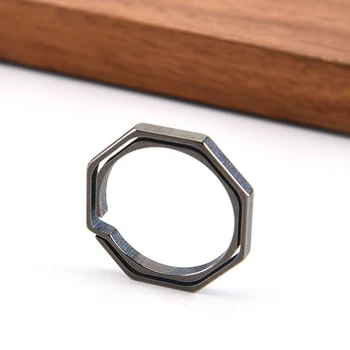 Karšto Pardavimo Titano Lydinio Žiedas raktams Aštuoniakampis Kabliukas Raktų Žiedas Skelbimai Daugiafunkcinis Raktų Pakabukas ED889
