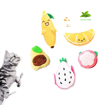 Katė Pliušinis Žaislas Katžolių Fidget, Žaislų, Vaisių serija formos Kramtyti Bite Garso Kačių Reikmenys Naminių gyvūnų Kačiukas Dantų Šlifavimo Interaktyvūs Žaislai