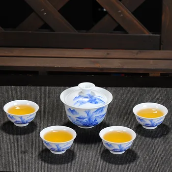 Keramikos arbatos puodeliai balto porceliano mėlynos ir baltos spalvos porceliano arbatos puodelius, kuriems su namų ūkio, laisvalaikio puodeliai