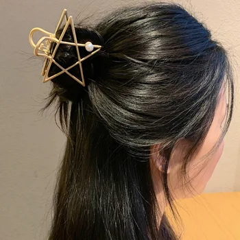 Korėjos Moterys Elegantiškas Aukso Geometrinis Paprastas Metalo Plaukų Letena Saldus Plaukų Segtukai Lankelis Plaukams Įrašus Barrettes Mada, Plaukų Aksesuarai