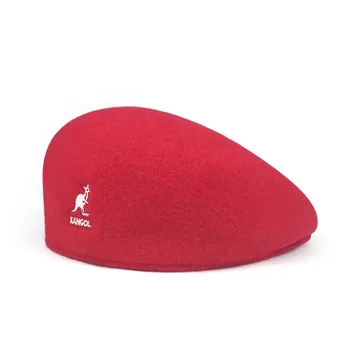 Korėjos Versija Kengūros Vilnos Beretė Įgaubtas Forma Laukinių Grynasis Red Hat, Black Retro Warm į Priekį Skrybėlę Dailininko Skrybėlę
