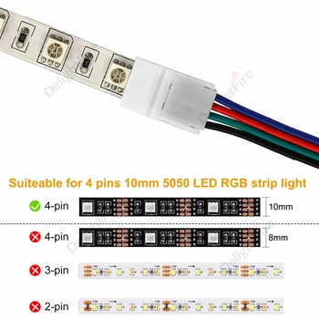 LED Juostelė Jungtis 8/10mm skaičius 2/3/4pin Jungtis RGB WS2811 WS2812B 2835 5730 5050 SMD LED Juostelė Vielos Terminaluose, 
