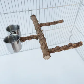 LHXMAS Papūga žaislai Pet žaislas paukščiui Pipirai Medienos stovėti Papūga pipirai stovėti ant Kopėčių stovi stick maisto Taurė