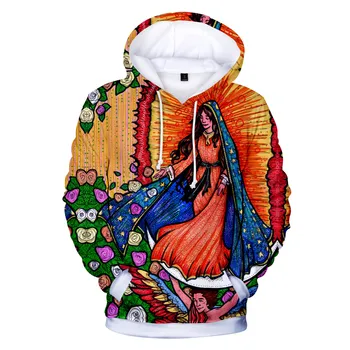 Madinga Naujovė Our Lady of Gvadalupės Mergelės Marijos Meksika 3D Hoodies Palaidinės ilgomis Rankovėmis Hoodie Berniukų/Mergaičių Vaikai Kietas Megztinis