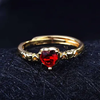 Mados Red Crystal Širdies Formos Vestuviniai Žiedai Moterims Aukso Spalvos Ponios Sužadėtuvių Žiedai Papuošalai, Šaliai, Aksesuarai Dovanos