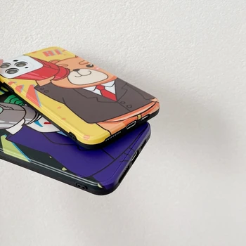 Mielas Animacinių filmų Anime Klounas Lokys korėjos Telefono dėklas Skirtas iPhone 12 11 Pro Max X Xs Max Xr 7 8 Pulse SE 2020 Atvejais Minkštas Silikoninis Dangtelis