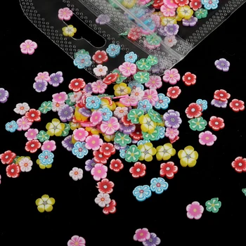 Minkštas Molis Mini Gėlių Nail Art Dribsnių Skiltelės Spalvinga Pavasario Vasaros Nagai Priedai Daisy Gėlių Polimero Molio Gabalas Apdaila