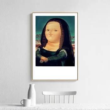 Modernus Minimalistinis Art Deco Drobė, Tapyba, Plakatas Įdomus Q Versija Mona Lisa Portretas Frameless