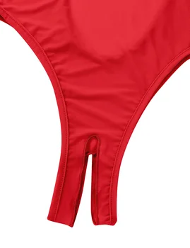 Moterų apatinis Trikotažas Sexy Thong Bodysuit Ultra Plonas, moteriškas apatinis Trikotažas, Rankovių Tuščiaviduriai iš Krūtinė Crotchless Aukštos Sumažinti Thong Bodysuit naktiniai drabužiai