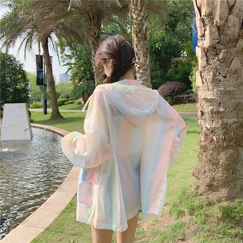 Moterų apsaugos nuo saulės drabužius Pietų korėjos versija in Hong Kong Harajuku Stiliaus asmenybė spalvinga prarasti universalus gobtuvu