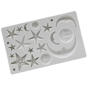 Mėnulis ir žvaigždės, tortas dekoravimo įrankis silikono formos minkštas silikoninis šokolado muilas žvakė torto formą kepimo