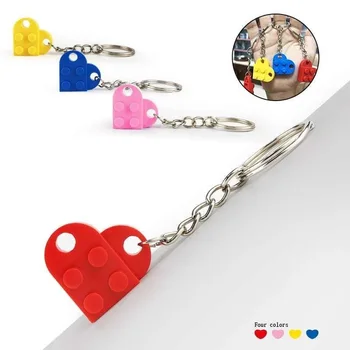 Mūrinis keychain už Poros Draugystė atitikimo širdies Spalvingas Lego keychain nustatyti Draugei Vaikinas Porų Valentino Dieną