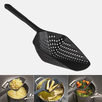 Nailono filtras šaukštas colander juoda didelės virtuvės reikmenys įtaisą, išleiskite daržovių vandens šaukštas virtuvės reikmenys kepimo įrankis