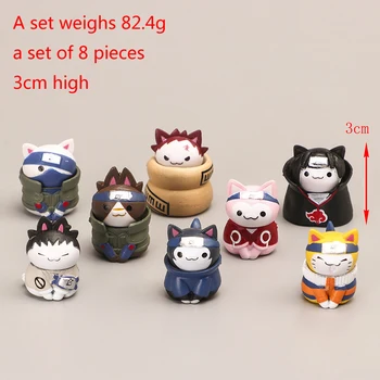 Naruto Ninja Cat Dress Up Cute kačių Uzumaki Naruto Gaara limited edition Animacinis aplinkinių žaislas papuošalai Lėlės Žaislas 6cm 3cm