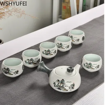 Naujas stilius Snaigės glazūra arbatos rinkinys Anti-plikymo karščiui atsparaus Kelionės Arbatos rinkinys arbatos nustatyti Buitinių geriamojo indai WSHYUFEI