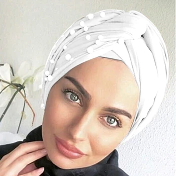 Naują Pavasario Rudens Moterų Skara Elegantiškas Ponios Beanie Skrybėlių Musulmonų Moterys Turbaną Vidinis Hijabs Mados Karoliukų Apdaila Skrybėlę Vienas Dydis