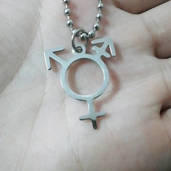 Nerūdijančio Plieno Transseksualų Simbolis Karoliai Transseksualų Išdidumo Papuošalai, Vyrų Ir Moterų Simbolis Karoliai Transseksualų dovana