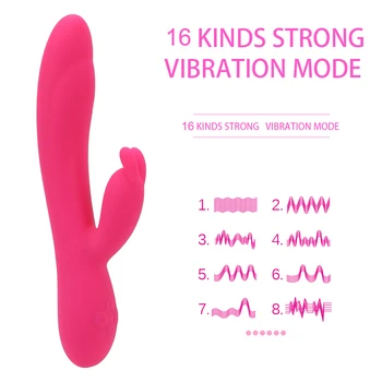 OLO Šildymo Rabbit Vibratorius Dviguba Varikliai Dildo Klitorio Makšties Stimuliacijos G Spot Spenelių Massager Sekso Žaislai Moterims, 16 Greičių