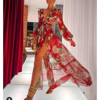 Paplūdimio Suknelė 2021 Bikini Padengti Iki Spausdinimo Maudymosi Kostiumas Moterims Kimono Vasarą Naujų Polka Dot Šifono Paplūdimio Atostogų Suknelė