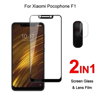 Pilnas Draudimas Stiklo Xiaomi Pocophone F1 Screen Protector Apsauginės Grūdintas Stiklas Sprogimo Įrodymas & Vaizdo Kameros Objektyvas Filmas