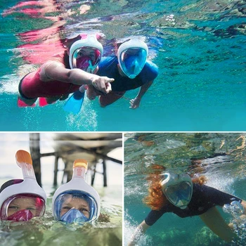 Povandeninis Nardymas Anti Rūko Kaukė Nustatyti Snorkeling Pilna Veido Kaukė, Kvėpavimo Kaukes, Saugus ir atsparus Vandeniui Plaukimo Įranga