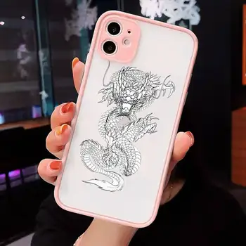 Prabanga dragon Kietas Telefono dėklas Skirtas iPhone 12 11 Mini Pro XR XS Max 7 8 Plus X Matinis skaidrus, Rožinės spalvos Galinį Dangtelį