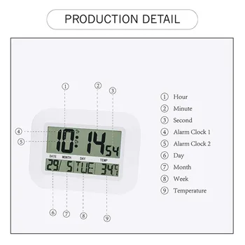 Praktinis Skaitmeninės Sieninis Laikrodis su baterijomis, Paprastas, Didelis LCD Žadintuvas Temperatūra Kalendoriaus Datos Dieną, Home Office