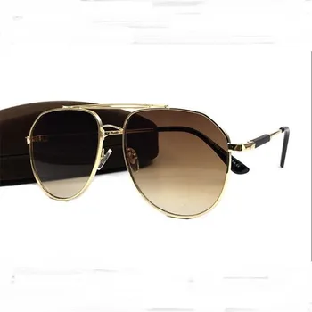 Prekės prabangūs vyriški akiniai nuo saulės metalo akiniai Klasikiniai rudos odinės dėžutės Moteris mados akiniai nuo saulės